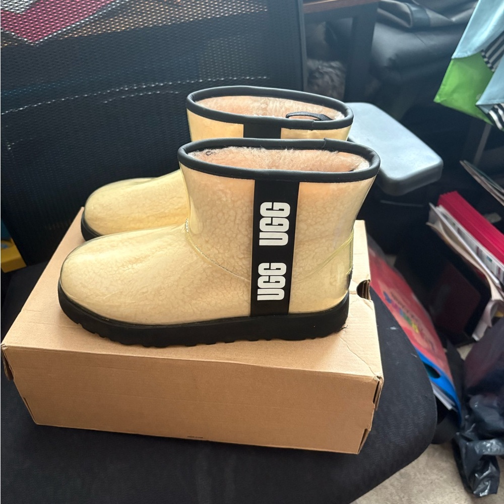 UGG Cream and Black Ankle Boots